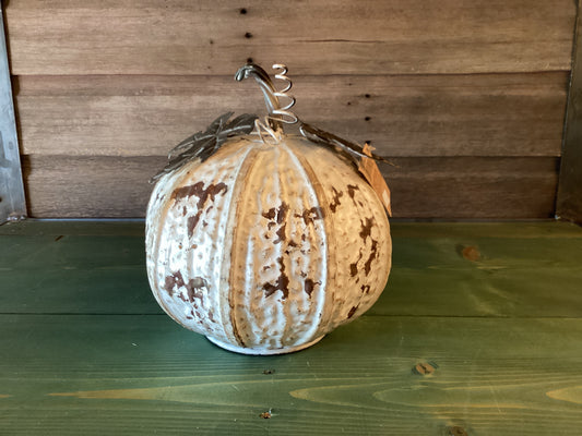 Rustic White Pumpkin Tin (med)