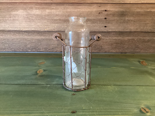 Chicken Wire Bottle in Basket