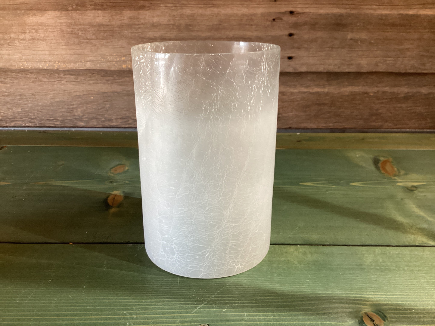 White Crackle Glass Cylinder (chubby)