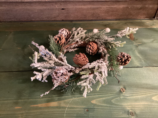 Flocked White Berry Pine Wreath