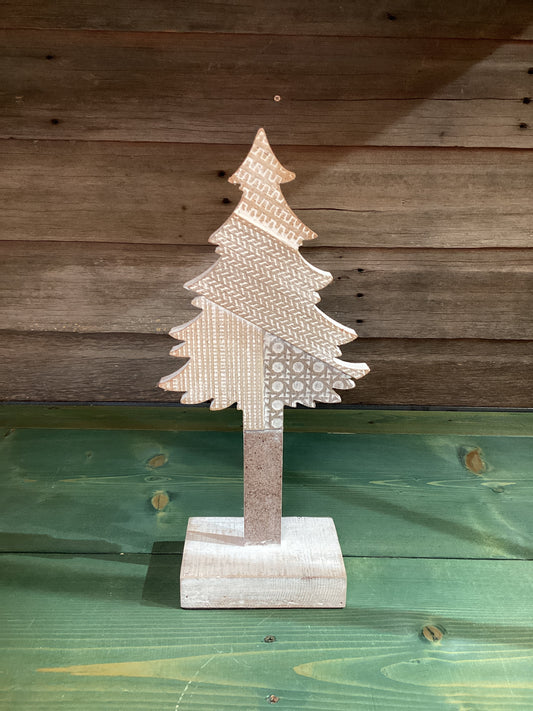 Mixed Pattern Wooden Tree on Base (sm)