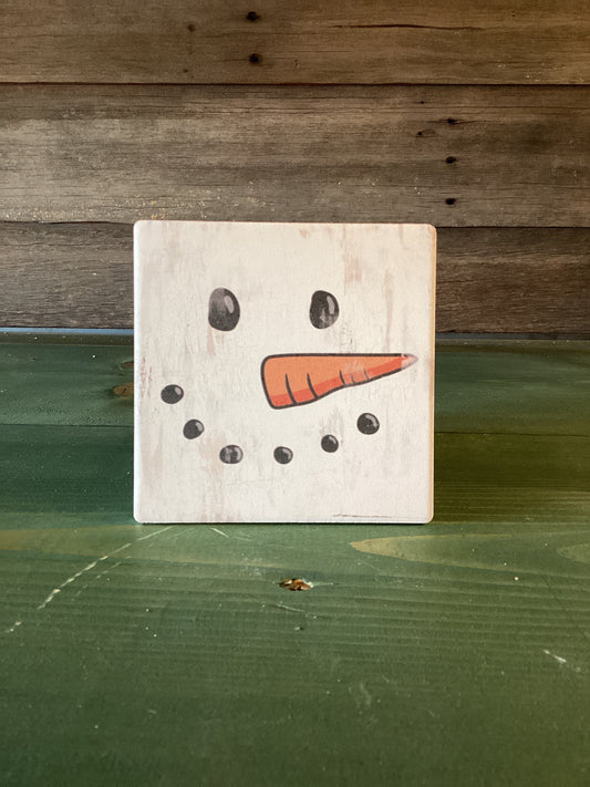 Snowman Face Coaster Plaque