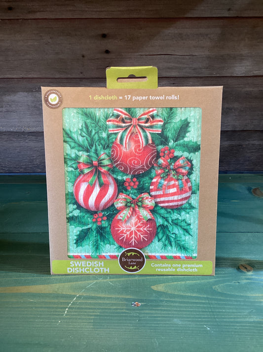 Swedish Dishcloth Red & Green Ornaments
