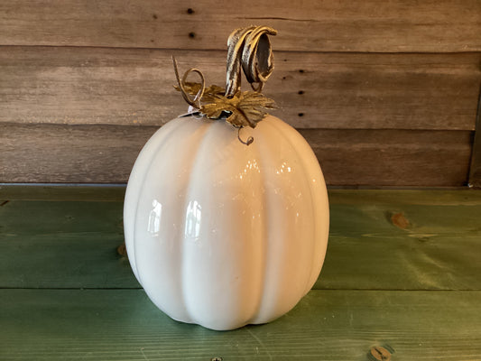 White Ceramic Pumpkin (lg)