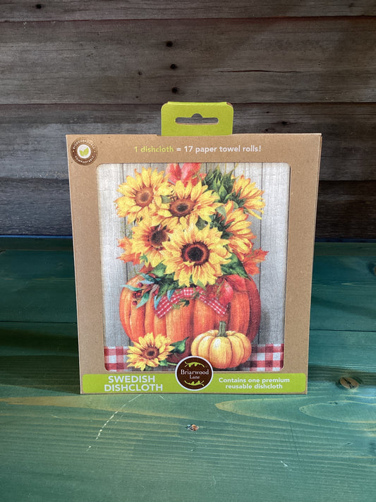 Swedish Dishcloth Sunflowers In Pumpkin
