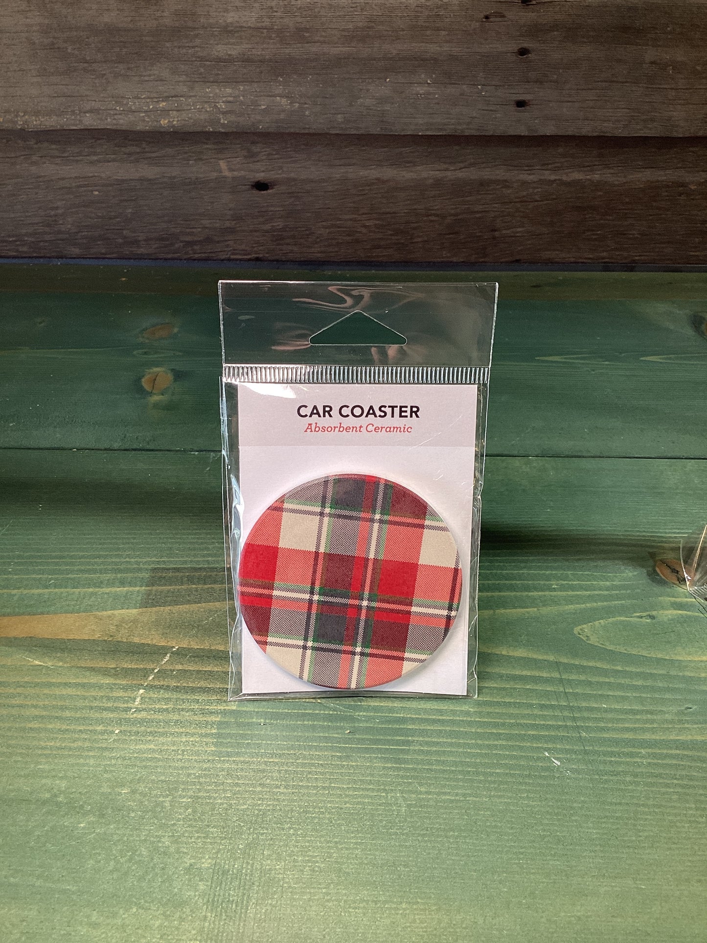 Car Coaster Red Plaid