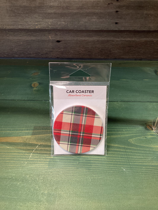 Car Coaster Red Plaid