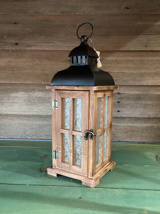 Frosted Glass Wood Lantern (small)