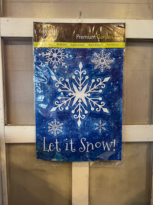 Garden Flag Snowflakes Blue “Let It Snow”