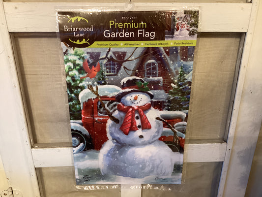 Garden Flag Snowfall Snowman