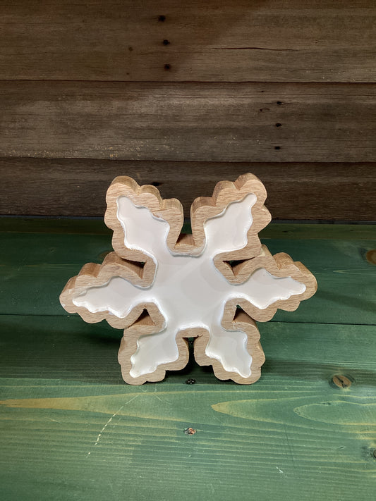 Enamel/Wood Trimmed Snowflake (lg)