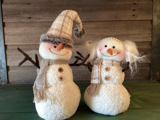 Cream & Tan Mr./Mrs. Snowmen