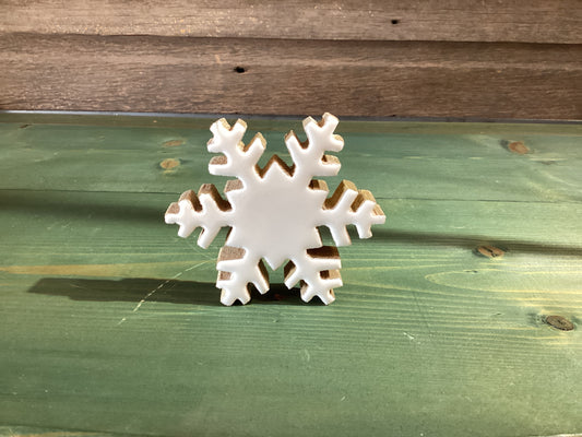 Enamel/Wood White Small Snowflake