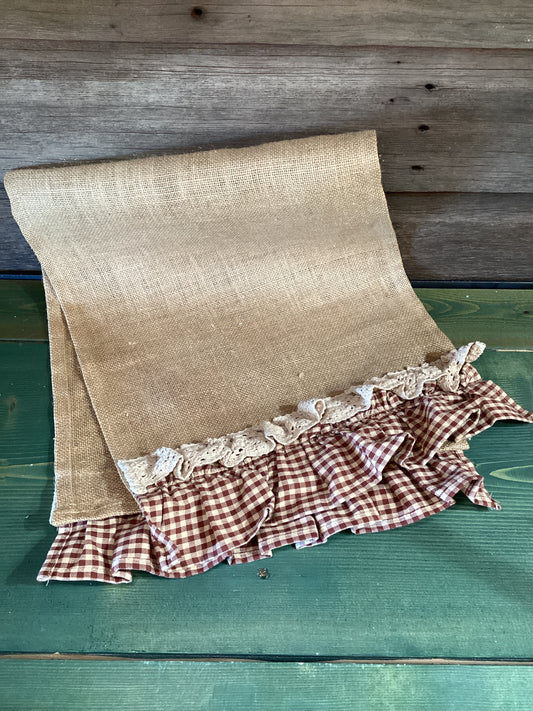 Burlap Runner w/ Burgandy