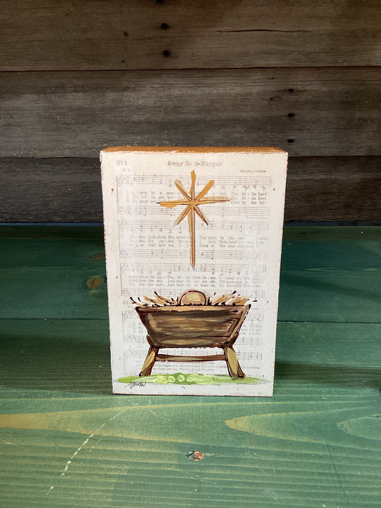 Hand Painted Manger Block