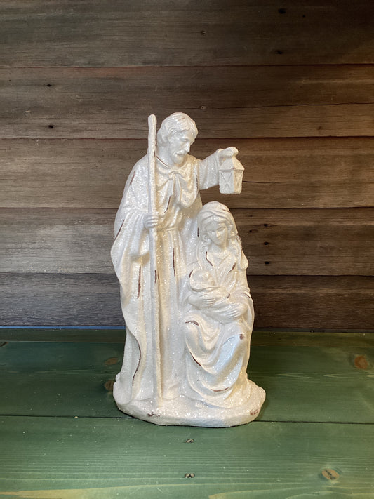 White Glitter Holy Family Figure