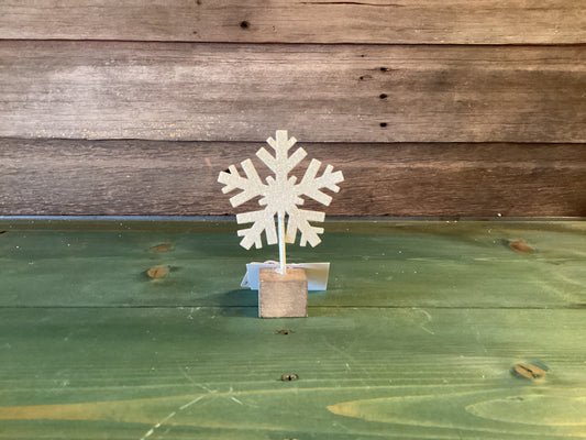 Wood Block Snowflake w/ Clip