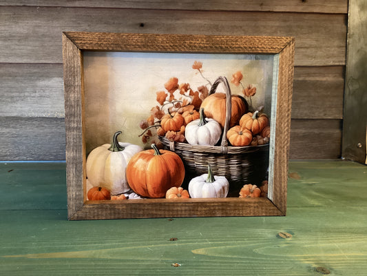 Framed Pumpkins In Basket