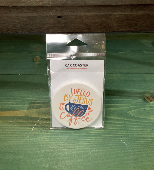 Car Coaster Fueled By Jesus & Coffee