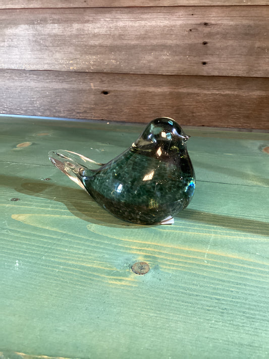 Glass Aqua Speckled Bird (lg)