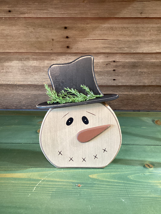 Wooden Snowman w/ Hat Sitter