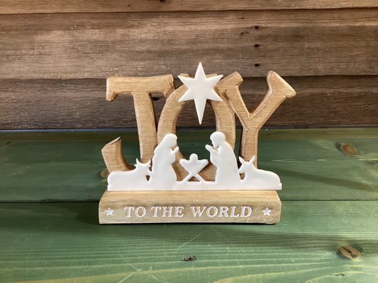 Joy To The World Enamel/Wood Nativity