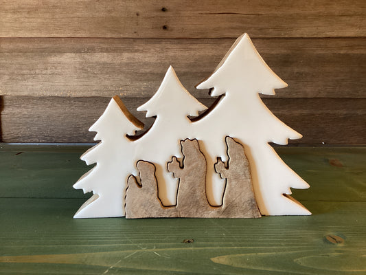 Wooden/Enamel Wisemen & Trees