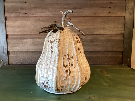 Rustic White Pumpkin Tin (lg)