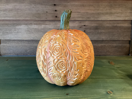 Wooden Carved Pumpkin (lg)