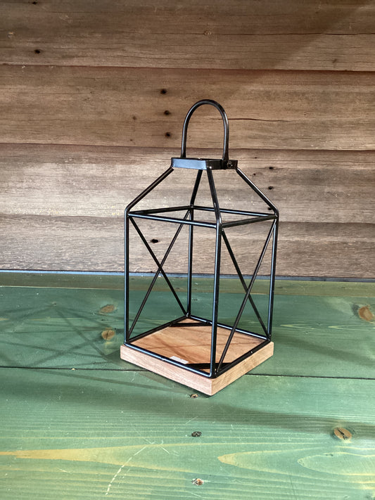 Iron & Wood Open Lantern (small)