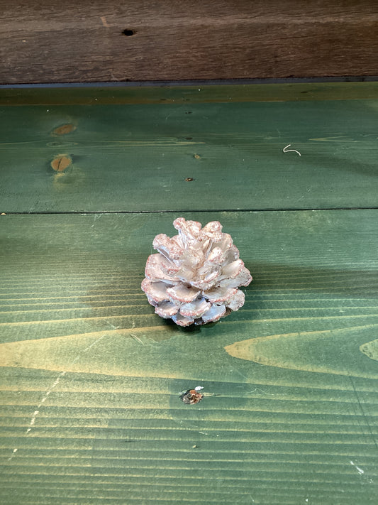 White Glitter Pinecones