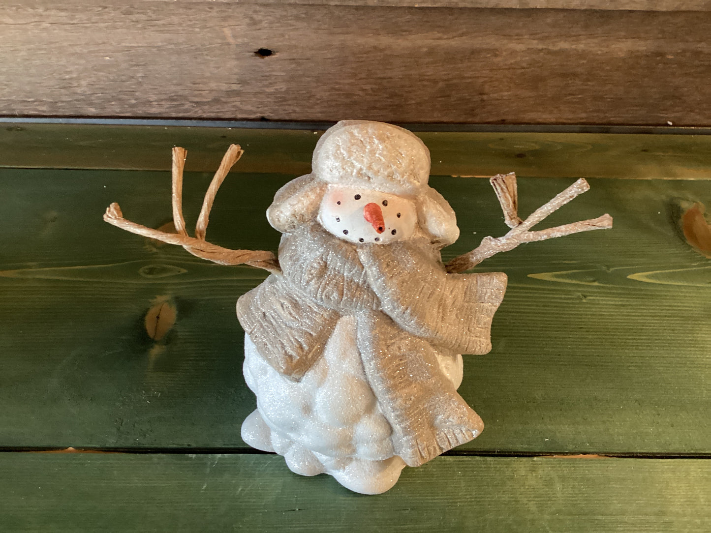 Golden Resin Winter Snowman