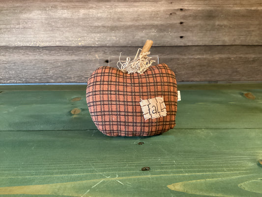 Fall Stuffed Pumpkin Orange Plaid