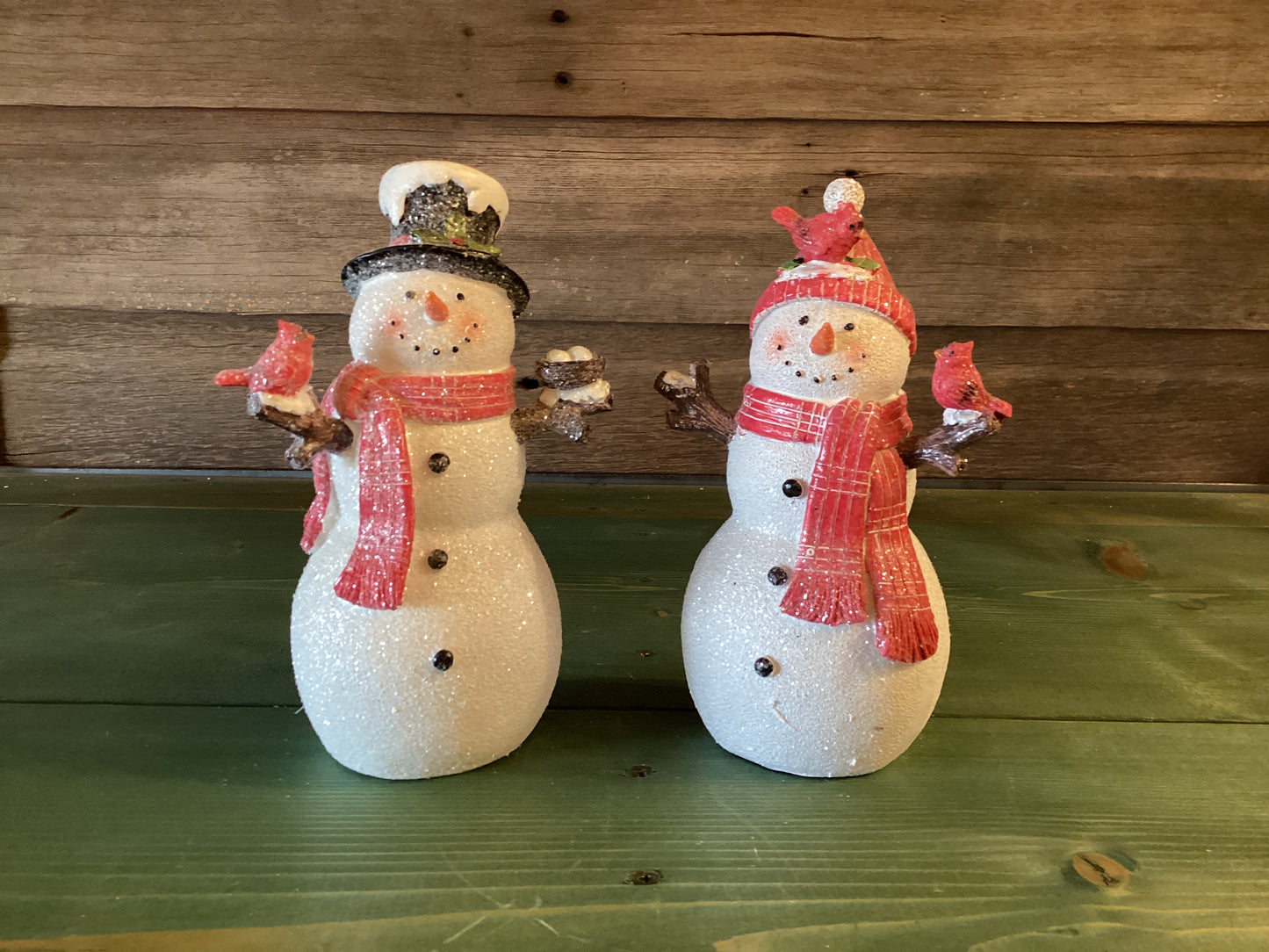 Mr./Mrs. Resin Snowmen w/ Cardinal