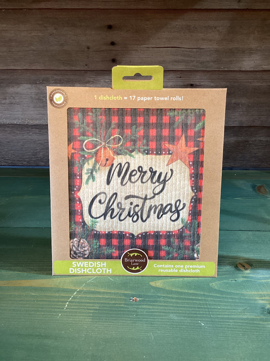Swedish Dishcloth Farmhouse Merry Christmas