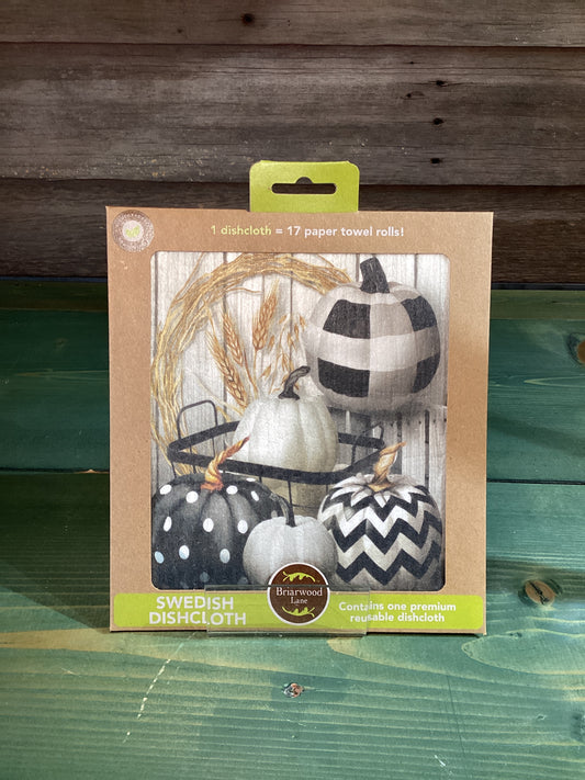 Swedish Dishcloth Black & White Pumpkins