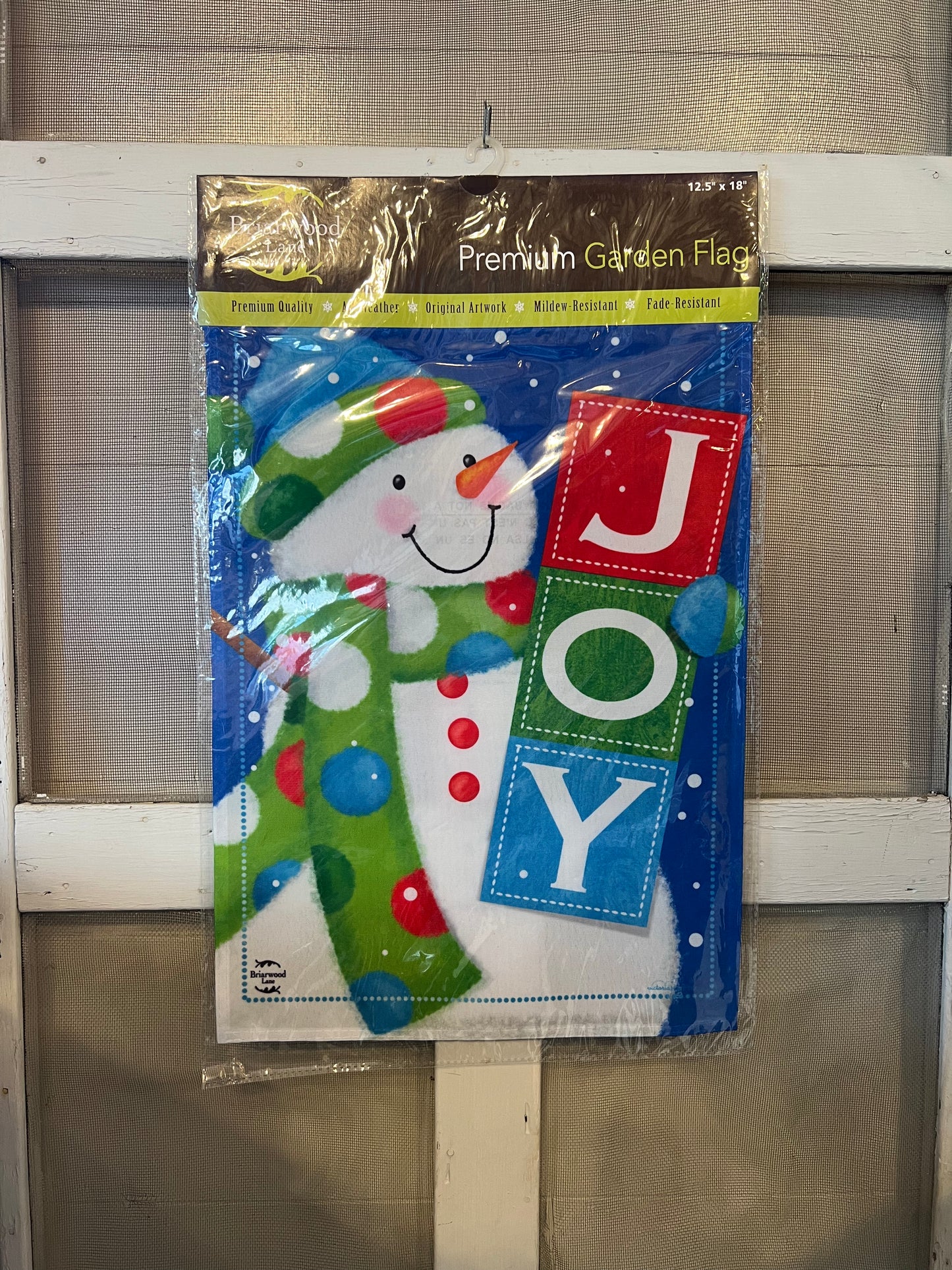 Garden Flag Snowman “JOY”