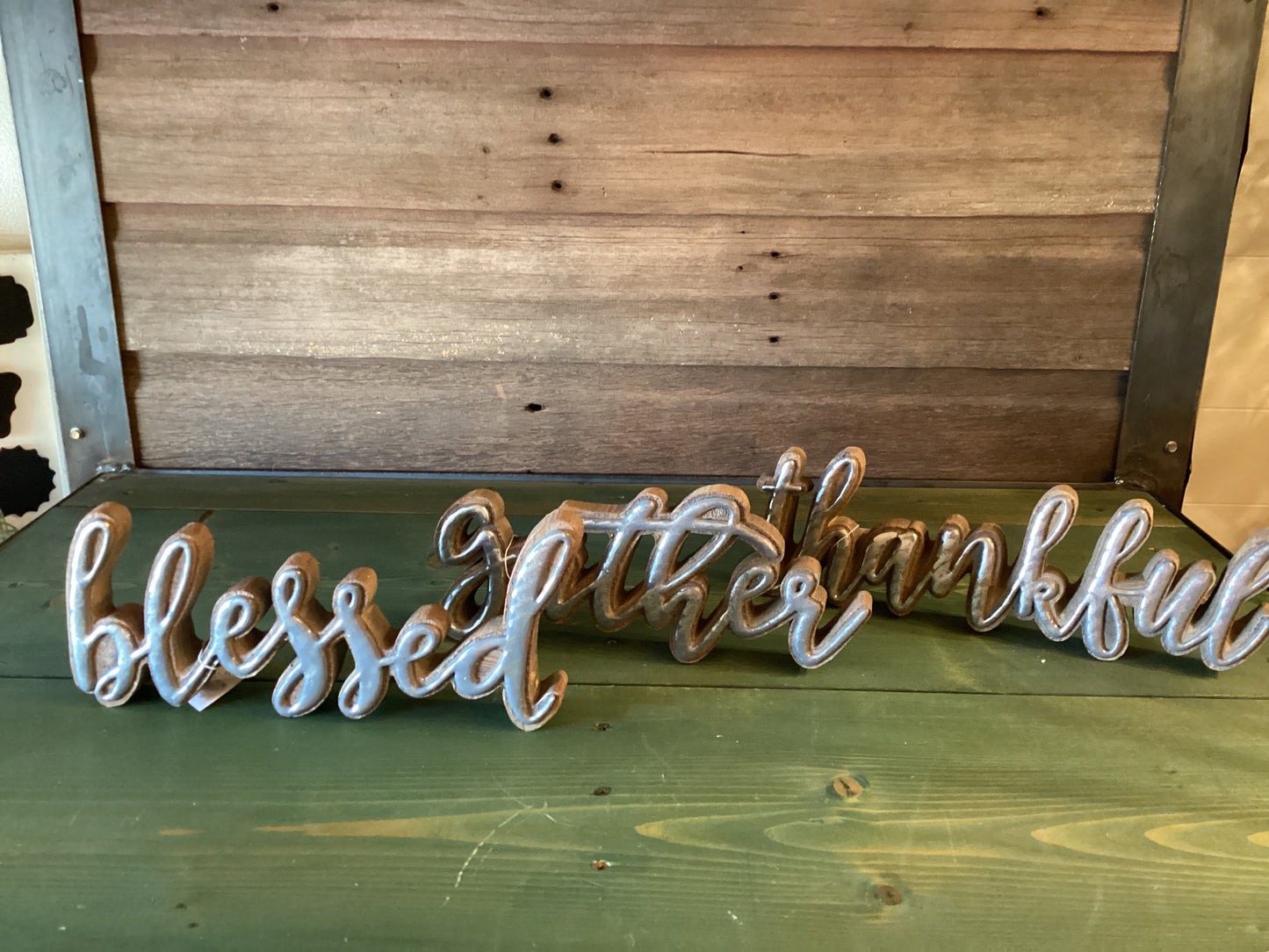 Tabletop Metal Wood Sign