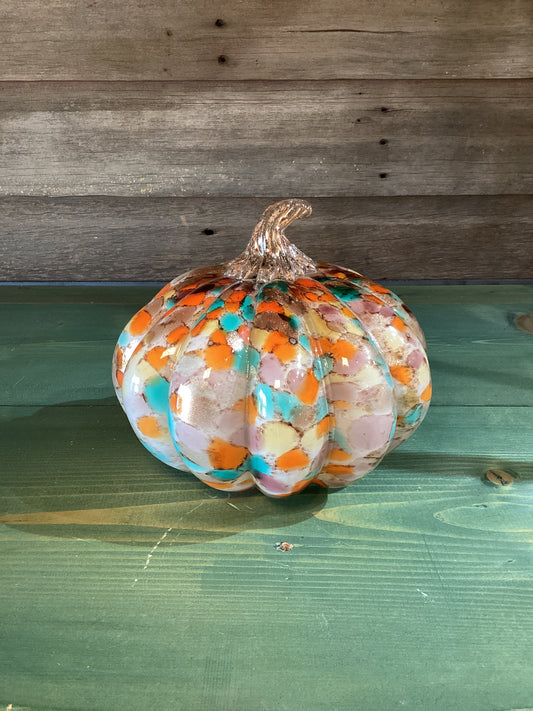 Glass Autumn Confetti Pumpkin (lg)