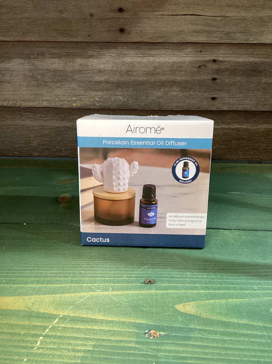 Porcelain Essential Oil Diffuser Cactus + Peppermint Oil